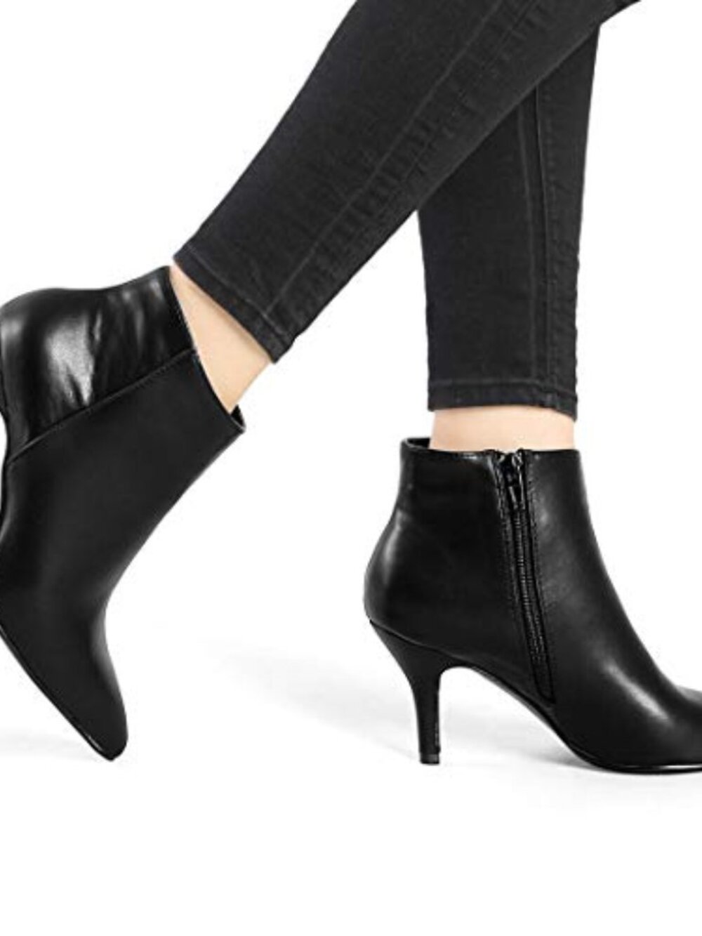 🆕 Womens Pointed Toe Zipper Stiletto Heel Ankle Boots - Black - Picture 2 of 3